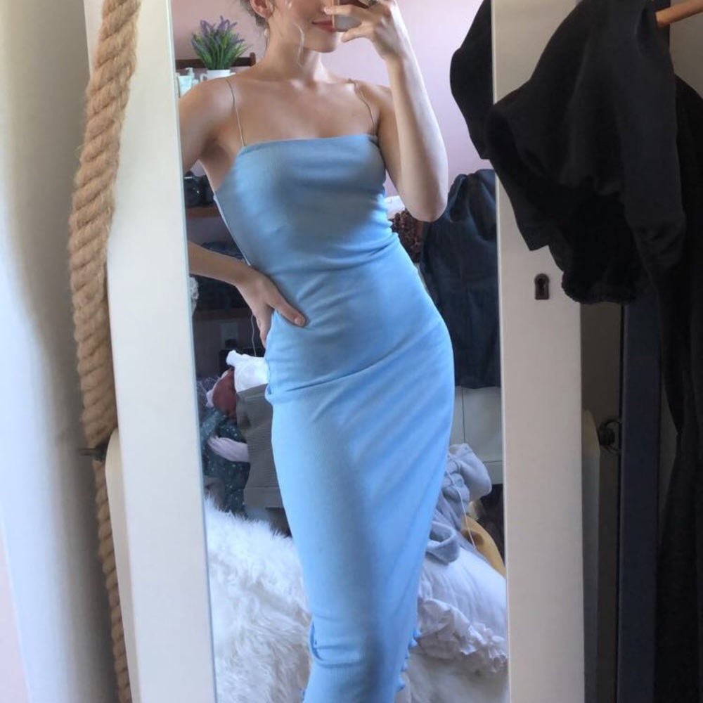 Baby blue midi dress princess poly